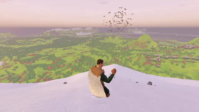 Looking out from a snowy summit
