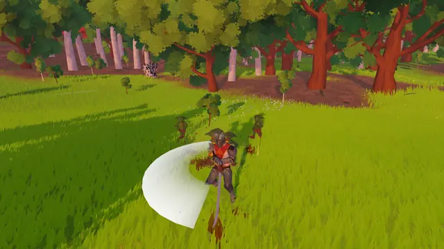 A whirling cut with a blade